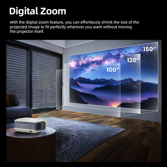 AUN A004 Pro 1920 x 1080P 9000Lumen Android 9.0 Portable LCD Projector, US Plug(White)