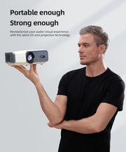 AUN A004 Pro 1920 x 1080P 9000Lumen Android 9.0 Portable LCD Projector, EU Plug(White)