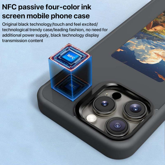 For iPhone 16 Plus Four-Color E-ink Screen NFC DIY Phone Case(Grey)