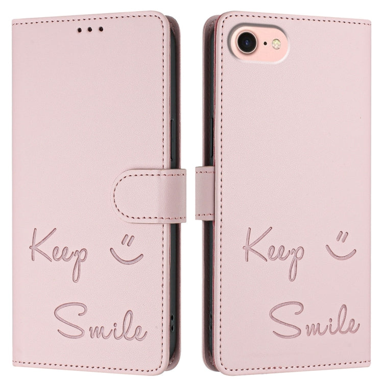 For iPhone 16e Smile Embossing RFID Leather Phone Case(Pink) - free shipping - PMC TechLife - Order now!