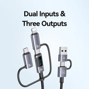 USAMS 60W 6 in 1 Digital Display Fast Charging Cable, Length:2m(Titanium Gray)