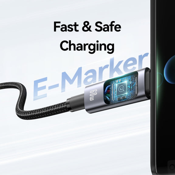 USAMS 60W 6 in 1 Digital Display Fast Charging Cable, Length:2m(Titanium Gray)
