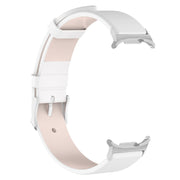 For Samsung Galaxy Watch Ultra 47mm Stainless Steel Silver Buckle Leather Watch Band(White)