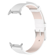 For Samsung Galaxy Watch Ultra 47mm Stainless Steel Silver Buckle Leather Watch Band(White)