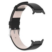 For Samsung Galaxy Watch Ultra 47mm Stainless Steel Silver Buckle Leather Watch Band(Black)