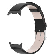 For Samsung Galaxy Watch Ultra 47mm Stainless Steel Silver Buckle Leather Watch Band(Black)