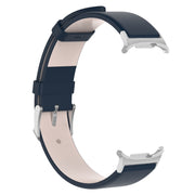 For Samsung Galaxy Watch Ultra 47mm Stainless Steel Silver Buckle Leather Watch Band(Dark Blue)