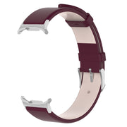For Samsung Galaxy Watch Ultra 47mm Stainless Steel Silver Buckle Leather Watch Band(Wine Red)