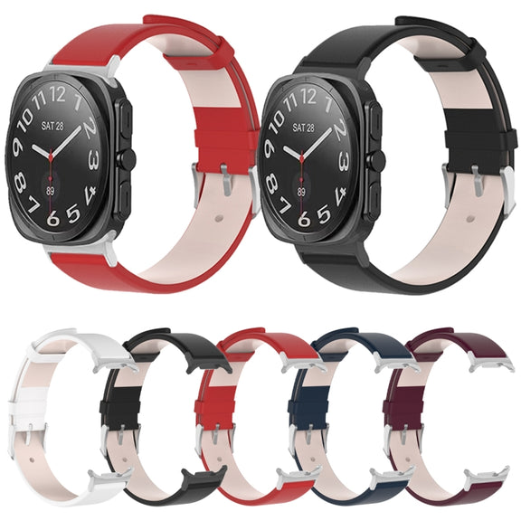 For Samsung Galaxy Watch Ultra 47mm Stainless Steel Silver Buckle Leather Watch Band(White)