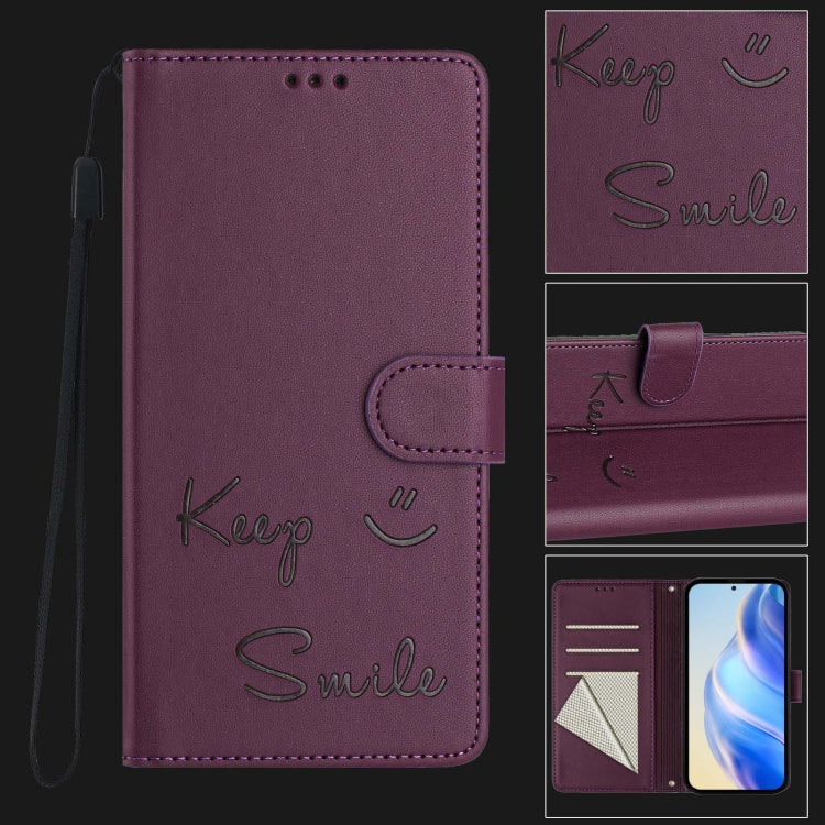 For Samsung Galaxy S25 Ultra 5G Smile Embossing RFID Leather Phone Case(Violet) - free shipping - PMC TechLife - Order now!