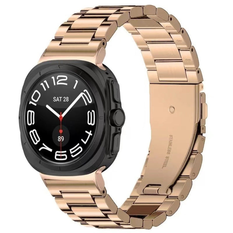 For Samsung Galaxy Watch Ultra 47mm Three Beads Stainless Steel Watch Band(Rose Gold) - free shipping - PMC TechLife - Order now!