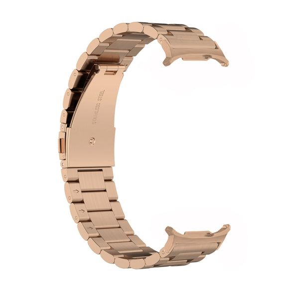 For Samsung Galaxy Watch Ultra 47mm Three Beads Stainless Steel Watch Band(Rose Gold)