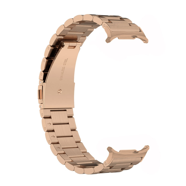 For Samsung Galaxy Watch Ultra 47mm Three Beads Stainless Steel Watch Band(Rose Gold)