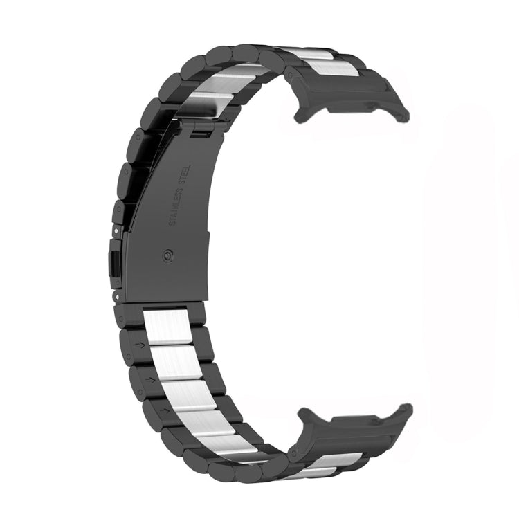 For Samsung Galaxy Watch Ultra 47mm Three Beads Stainless Steel Watch Band(Black Silver Black) - free shipping - PMC TechLife - Order now!