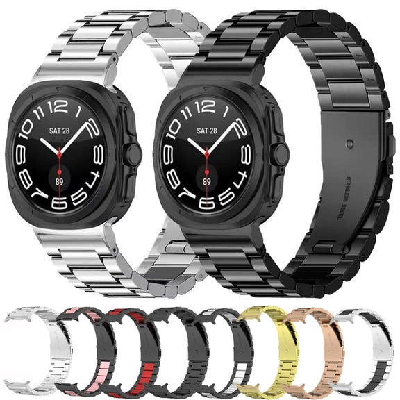 For Samsung Galaxy Watch Ultra 47mm Three Beads Stainless Steel Watch Band(Gold)