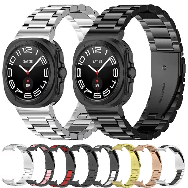 For Samsung Galaxy Watch Ultra 47mm Three Beads Stainless Steel Watch Band(Gold)