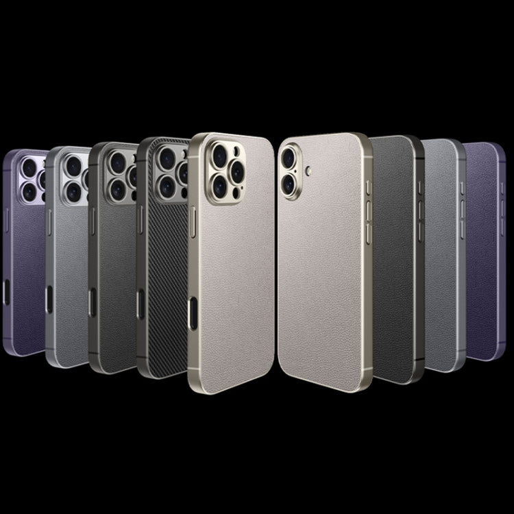 For iPhone 16 Plus GKK Metal Paint Skin Feel Leather Full Coverage Phone Case(Titanium Grey)