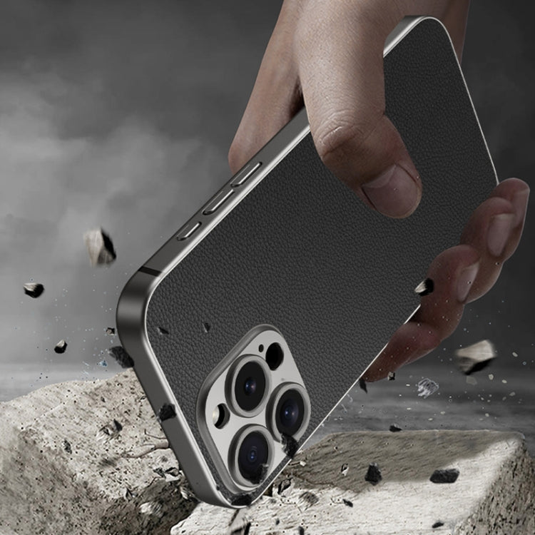 For iPhone 16 Plus GKK Metal Paint Skin Feel Leather Full Coverage Phone Case(Titanium Grey)