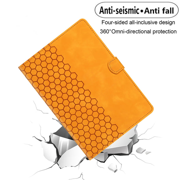 For Lenovo Tab M11 / Xiaoxin Pad 2024 Honeycomb Embossed Leather Smart Tablet Case(Yellow)
