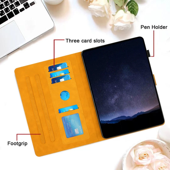 For Lenovo Tab M11 / Xiaoxin Pad 2024 Honeycomb Embossed Leather Smart Tablet Case(Yellow)