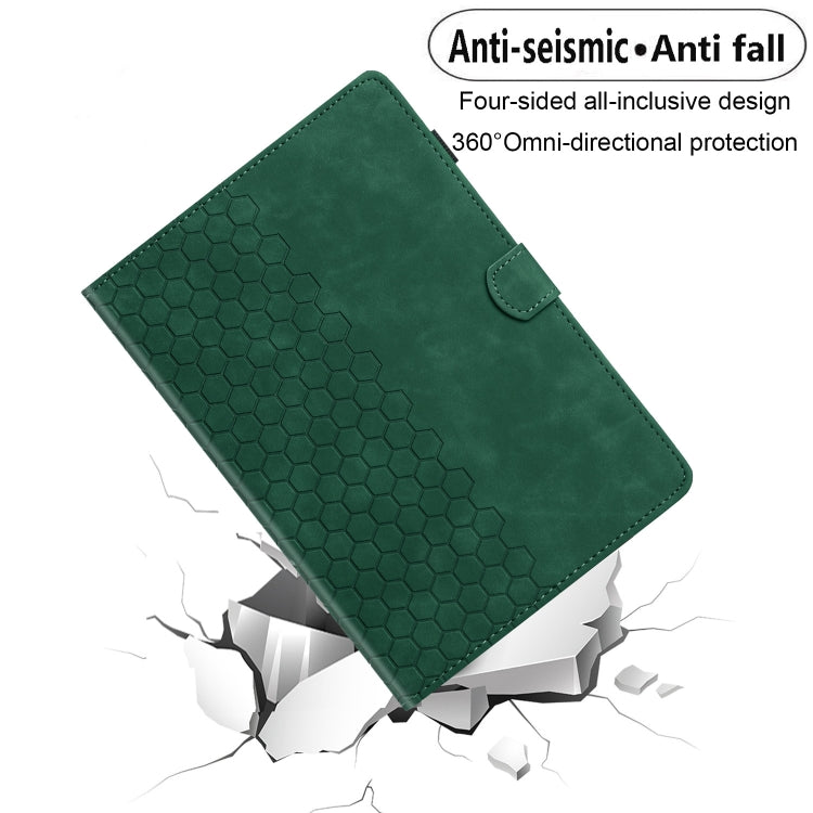 For Lenovo Tab M11 / Xiaoxin Pad 2024 Honeycomb Embossed Leather Smart Tablet Case(Green)