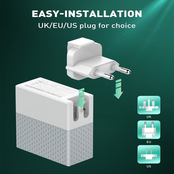 LDNIO A2620C PD3.0 65W USB Power Adapter Travel Charger with Type-C to Type-C Cable, EU Plug