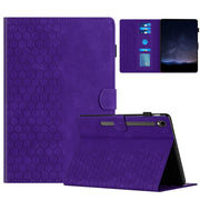 For Samsung Galaxy Tab S9 / S9 FE Honeycomb Embossed Leather Smart Tablet Case(Purple)