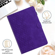 For Samsung Galaxy Tab S9 / S9 FE Honeycomb Embossed Leather Smart Tablet Case(Purple)