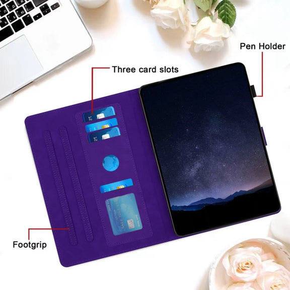 For Samsung Galaxy Tab S9 / S9 FE Honeycomb Embossed Leather Smart Tablet Case(Purple)