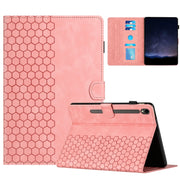 For Samsung Galaxy Tab S9 / S9 FE Honeycomb Embossed Leather Smart Tablet Case(Pink)