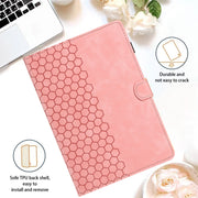 For Samsung Galaxy Tab S9 / S9 FE Honeycomb Embossed Leather Smart Tablet Case(Pink)