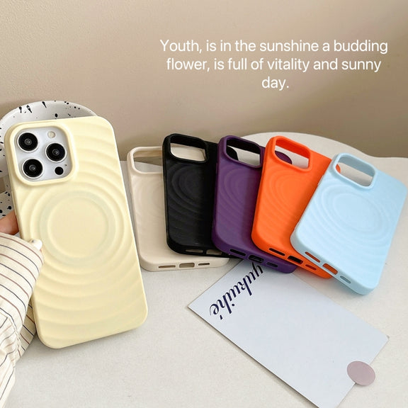 For iPhone 16 Pro Frosted Wave Texture MagSafe Magnetic TPU Phone Case(Orange)