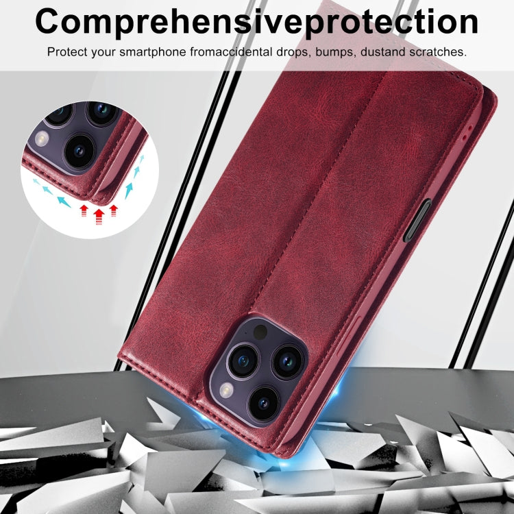 For iPhone 16 Pro Max LC.IMEEKE RFID Anti-theft Leather Phone Case(Red)