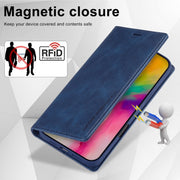 For iPhone 16 Pro LC.IMEEKE RFID Anti-theft Leather Phone Case(Blue)