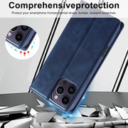 For iPhone 16 Pro LC.IMEEKE RFID Anti-theft Leather Phone Case(Blue)
