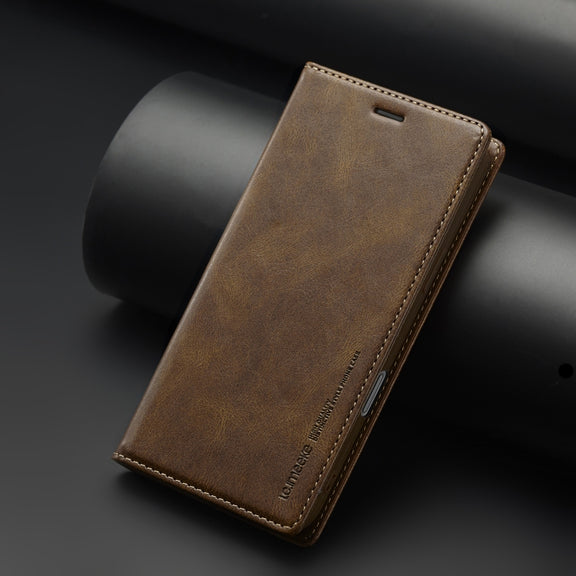 For iPhone 16 Pro LC.IMEEKE RFID Anti-theft Leather Phone Case(Brown)