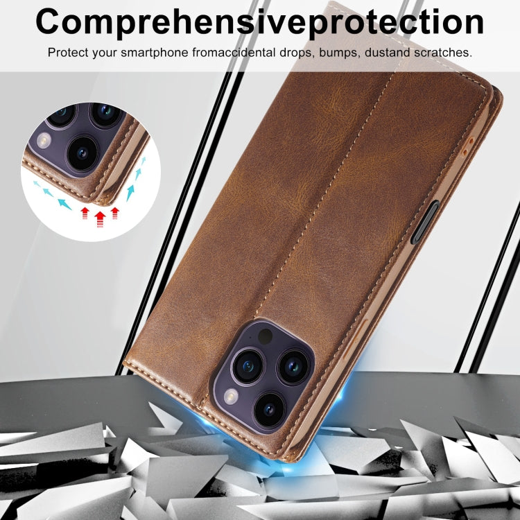 For iPhone 16 Pro LC.IMEEKE RFID Anti-theft Leather Phone Case(Brown)