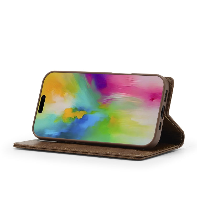 For iPhone 16 Plus LC.IMEEKE RFID Anti-theft Leather Phone Case(Brown)