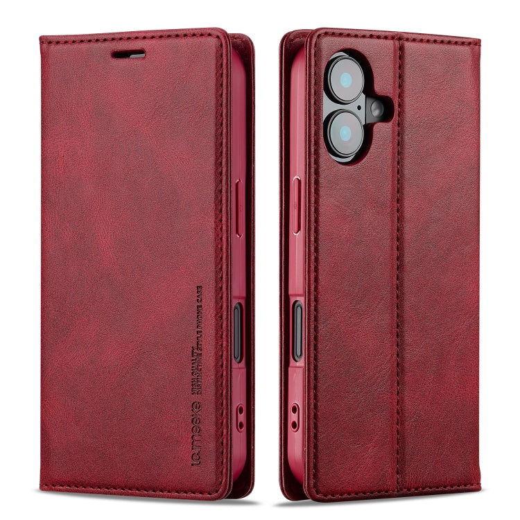 For iPhone 16 LC.IMEEKE RFID Anti-theft Leather Phone Case(Red) - iPhone 16 Cases by LC.IMEEKE | Online Shopping South Africa | PMC TechLife | Buy Now Pay Later Mobicred