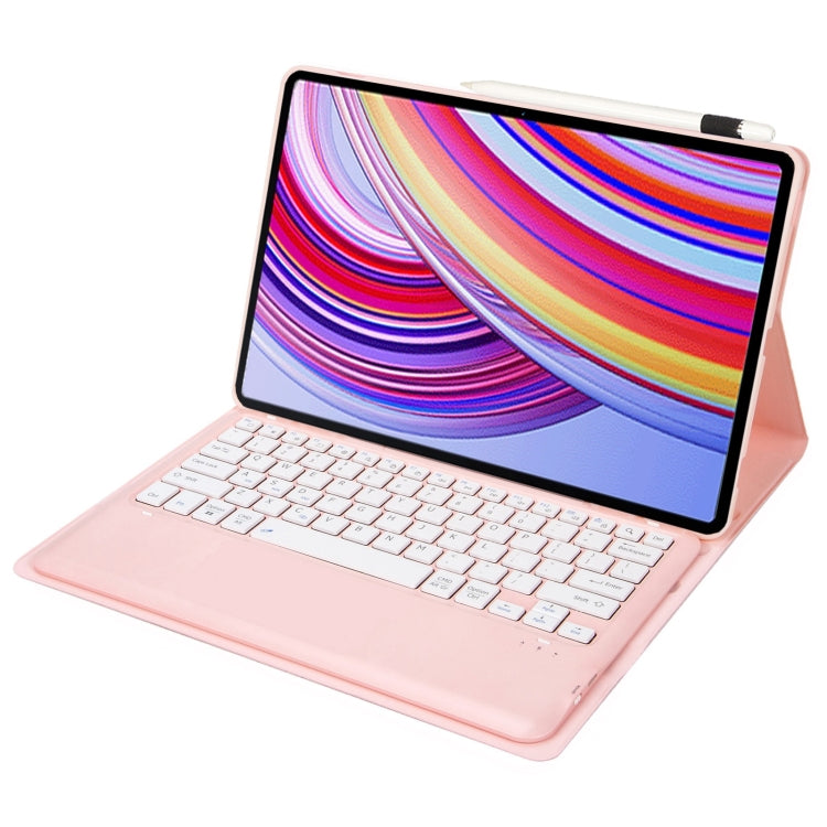 For Xiaomi Redmi Pad Pro 12.1 A0N11 Detachable Bluetooth Keyboard TPU Lambskin Leather Tablet Case(Pink White)
