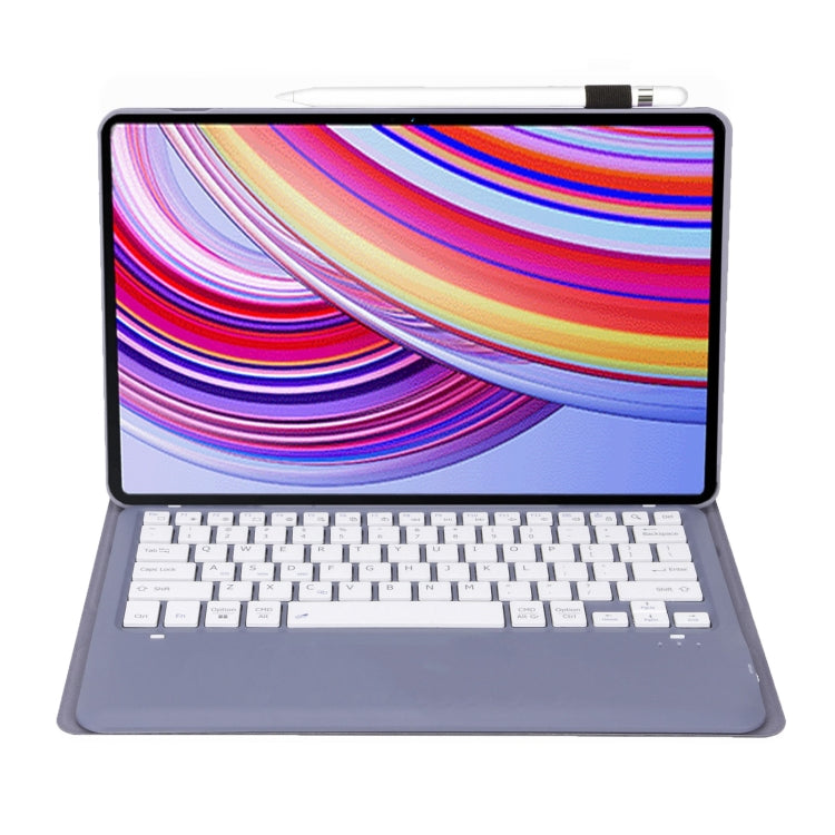 For Xiaomi Redmi Pad Pro 12.1 A0N11 Detachable Bluetooth Keyboard TPU Lambskin Leather Tablet Case(Lavender White)