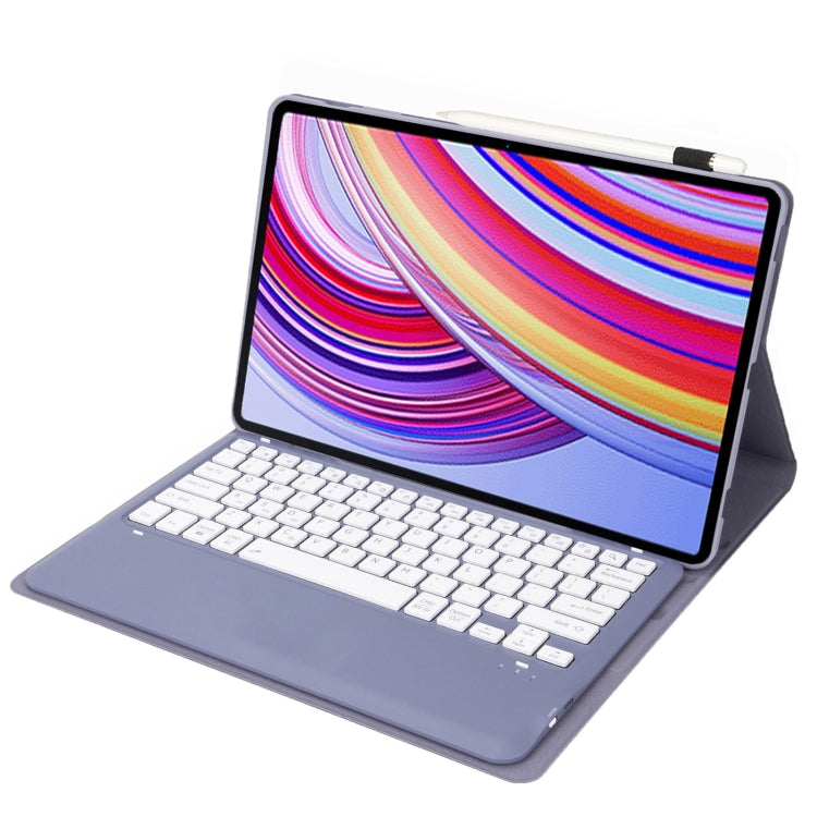 For Xiaomi Redmi Pad Pro 12.1 A0N11 Detachable Bluetooth Keyboard TPU Lambskin Leather Tablet Case(Lavender White)