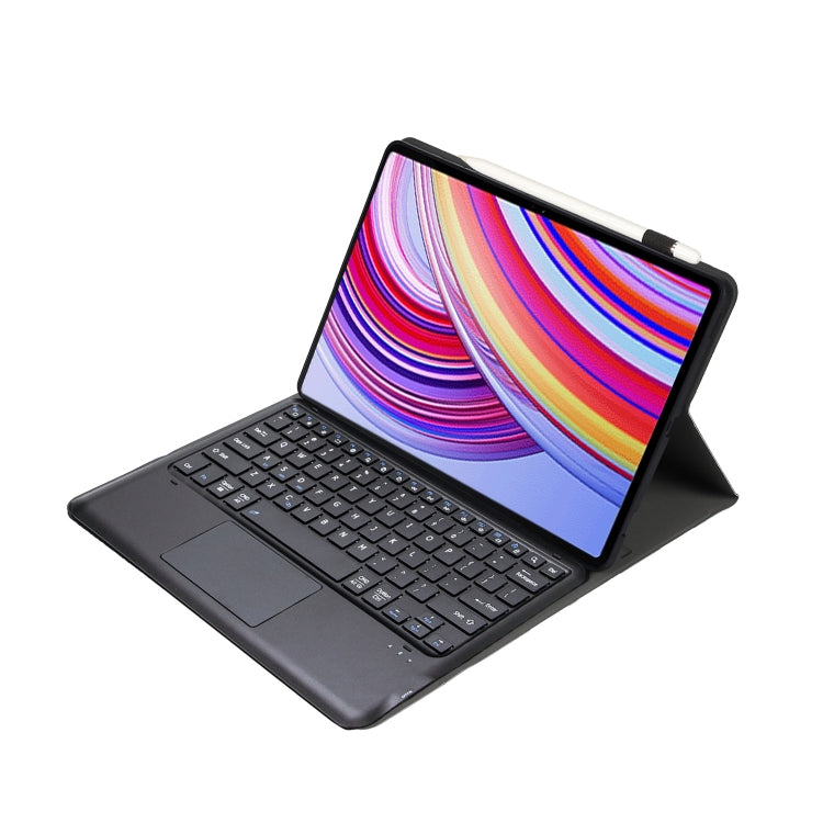 For Xiaomi Redmi Pad Pro 12.1 A0N11-A Detachable Bluetooth Keyboard TPU Lambskin Leather Tablet Case with Touchpad(Black)