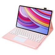 For Xiaomi Redmi Pad Pro 12.1 A0N11-A Detachable Bluetooth Keyboard TPU Lambskin Leather Tablet Case with Touchpad(Pink White)