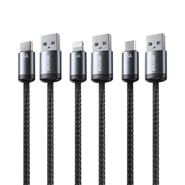 WK WDC-32i Raython Gen2 1m 2.4A USB to 8 Pin Fast Charging Data Cable(Black)