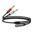 1m 6.35mm TRS Stereo Female to 2 x 6.35mm TS Male Mono Audio Adapter Cable(Black) - Video & Audio Cable by PMC Jewellery | Online Shopping South Africa | PMC Jewellery | Buy Now Pay Later Mobicred