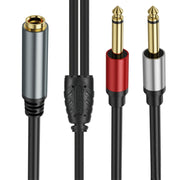 3m 6.35mm TRS Stereo Female to 2 x 6.35mm TS Male Mono Audio Adapter Cable(Black)