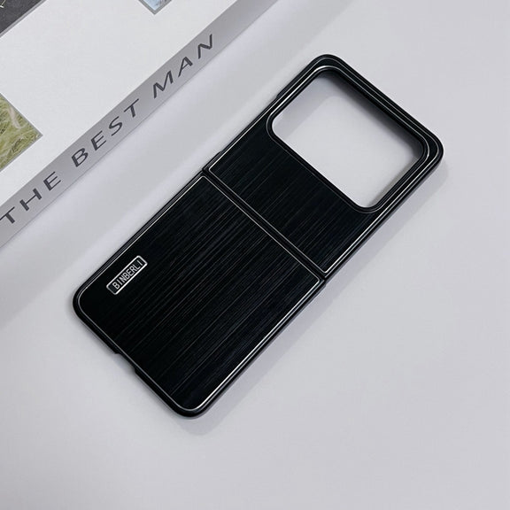For Motorola Moto Razr 50 2024 PC Hybrid Aluminum Alloy Brushed Shockproof Phone Case(Black)