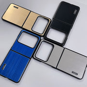 For Motorola Moto Razr 50 2024 PC Hybrid Aluminum Alloy Brushed Shockproof Phone Case(Black)