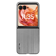 For Motorola Moto Razr 50 2024 PC Hybrid Aluminum Alloy Brushed Shockproof Phone Case(Silver)